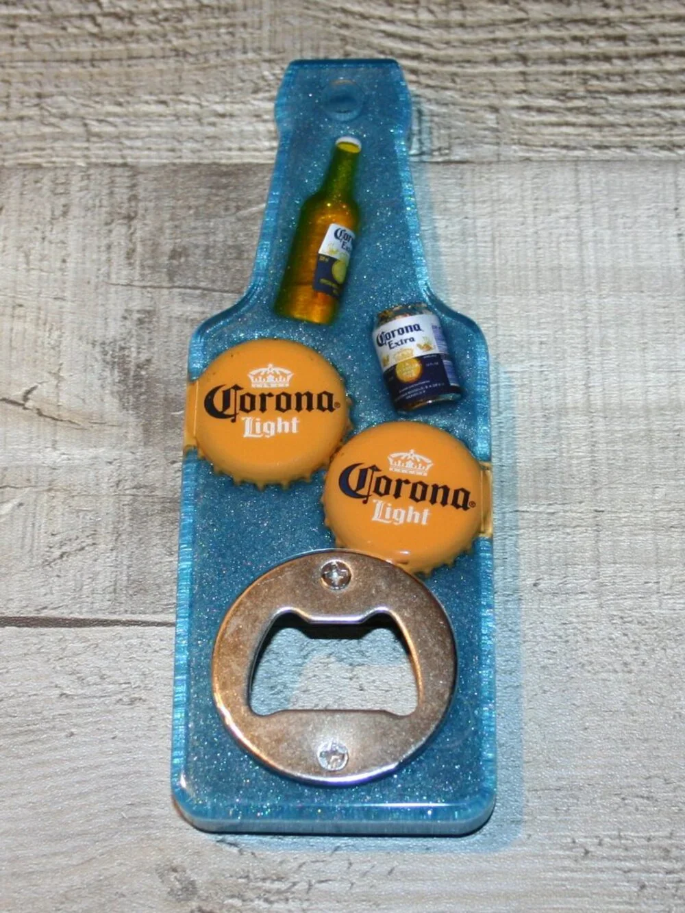Handmade Resin Bottle Opener Fridge Magnet Bar Accessory Beer Shape Alcohol Blue